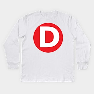 Letter D Big Red Dot Letters & Numbers Kids Long Sleeve T-Shirt